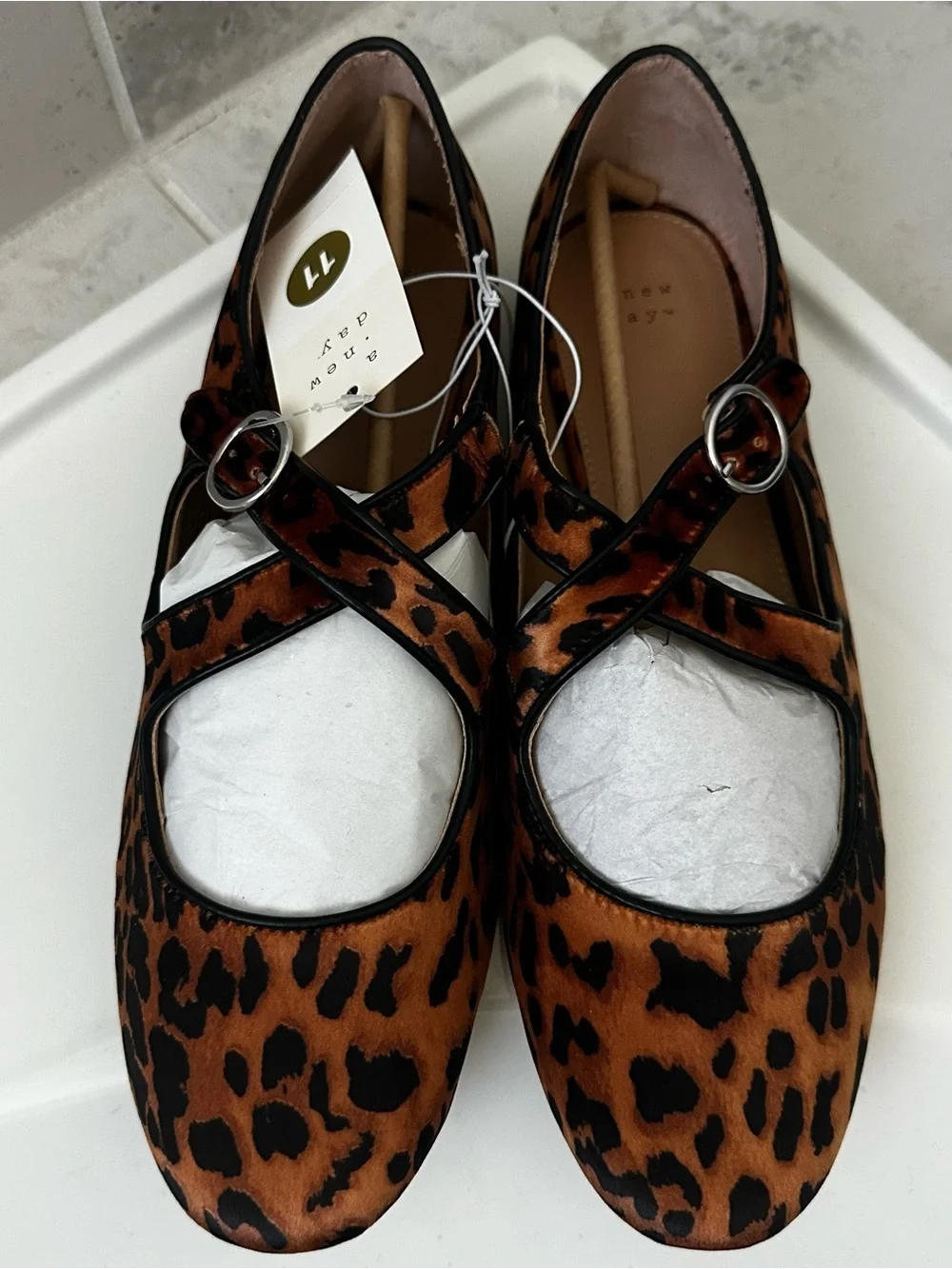 A New Day Women’s Leopard Print Mary Jane Flats Size 11